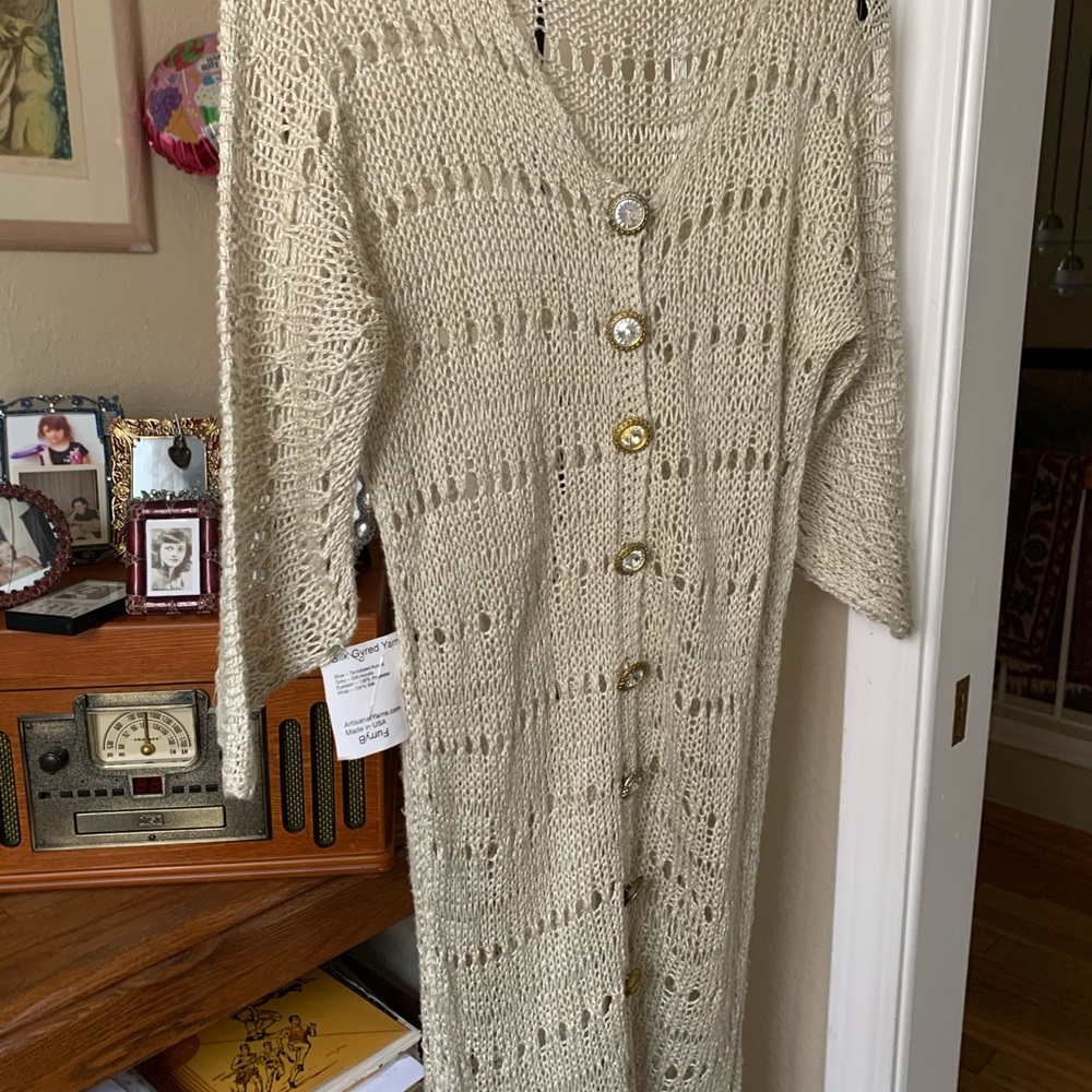 Hand knitted 100 % silk Jacket or dress Sold